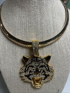 Gold Tiger Head Pendant Necklace - Women Jewelry